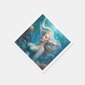 Zeemeermin Zilveren Haar Turquoise Oceaan Servet (Hoek)