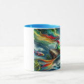 Zeemeermin Zit op Rock Omgeven door Whimsical 36x2 Mok (Midden)