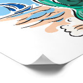  zeemeermin zit op rots poster (Hoek)