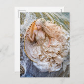 Zeemeermin Zittend In Giant Seashell Aan De Kust Feestdagenkaart (Voorkant / Achterkant)