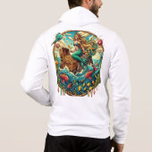 Zeemeermin zittend op een rots met een open schat hoodie (Achterkant)