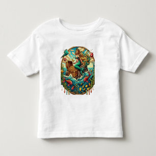Zeemeermin zittend op een rots met een open schat kinder shirts