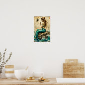 Zeemeermin zittend op een rots poster (Keuken)