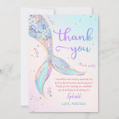 Zeemeermin Zomerzwembad 1e Verjaardagsfeest Bedankkaart (Voorkant)