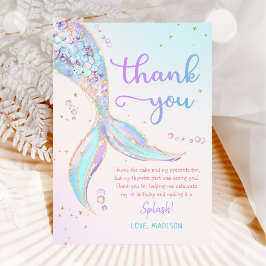 Zeemeermin Zomerzwembad 1e Verjaardagsfeest Bedankkaart