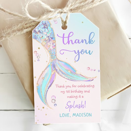 Zeemeermin Zomerzwembad 1e Verjaardagsfeest Cadeaulabel