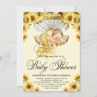 Zeemeermin Zonnebloem Baby Shower Uitnodiging