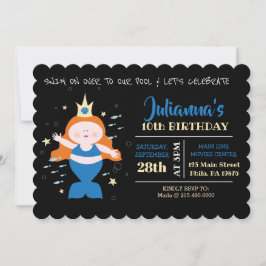 Zeemeermin Zwembad Blauw Zee Leven Verjaardagsfees Kaart