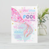 Zeemeermin & Zwembad kinder Uitnodiging (Staand voorkant)
