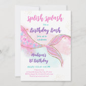 Zeemeermin Zwembad Party Roze Goud Verjaardag Kaart (Voorkant)