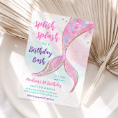 Zeemeermin Zwembad Party Roze Paarse Verjaardag Kaart