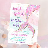 Zeemeermin Zwembad Party Roze Paarse Verjaardag Kaart