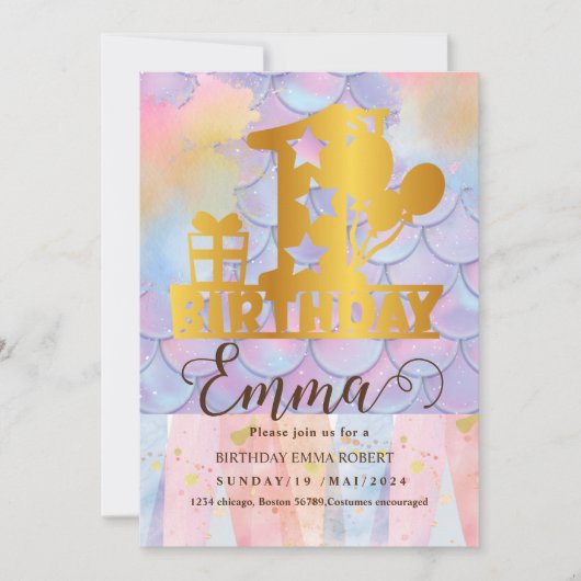 Zeemeermin Zwembad Party Roze Zeemeermin een verja Kaart (Voorkant)