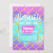 Zeemeermin Zwembad Party Roze Zeemeermin verjaarda Kaart (Voorkant)