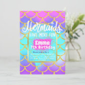 Zeemeermin Zwembad Party Roze Zeemeermin verjaarda Kaart (Staand voorkant)