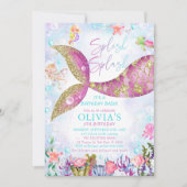 Zeemeermin Zwembad Party Verjaardag uitnodiging (Voorkant)