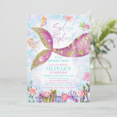 Zeemeermin Zwembad Party Verjaardag uitnodiging (Staand voorkant)