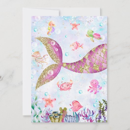 Zeemeermin Zwembad Party Verjaardag uitnodiging (Achterkant)