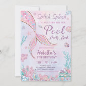 Zeemeermin Zwembad Verjaardagsuitnodiging onder Ze Kaart (Voorkant)