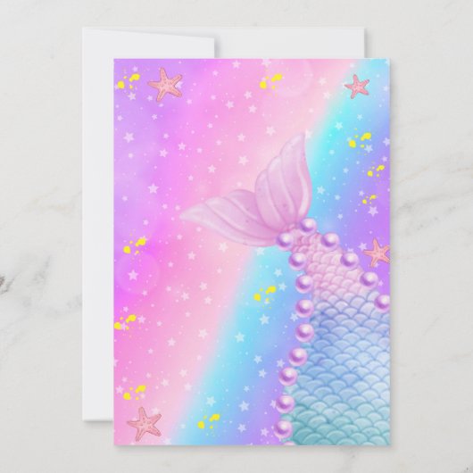 Zeemeermin Zwembad zee Party paarse Verjaardag Bri Kaart (Achterkant)