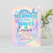 Zeemeermin Zwembad zee Party Roze Verjaardags Brig Kaart (Staand voorkant)