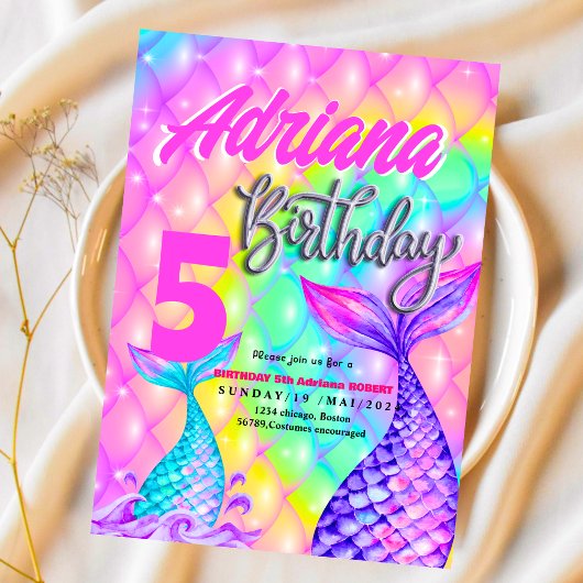 Zeemeermin Zwembad zee Party Roze Verjaardags Brig Kaart