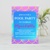 zeemeermin zwembadfeest uitnodigingen (Staand voorkant)