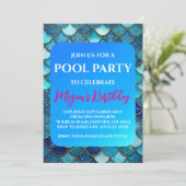 zeemeermin zwembadfeest uitnodigingen (Staand voorkant)