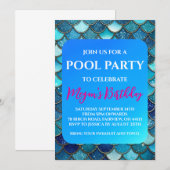 zeemeermin zwembadfeest uitnodigingen (Voorkant / Achterkant)