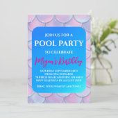 zeemeermin zwembadfeest uitnodigingen (Staand voorkant)