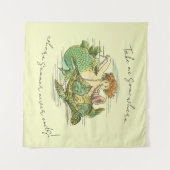 Zeemeermin Zwemmen met Zee Schildpad en Quote Wandkleed (Voorkant (horizontaal))