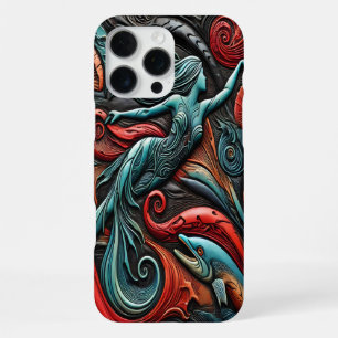 Zeemeermin zwemmen sierlijk tussen levendige Zee l iPhone 16 Pro Max Hoesje