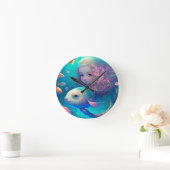 Zeemeermin zwemt met een schattige klok van vis (Huis)