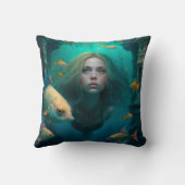 Zeemeermin zwemt met een schattige kussen van vis (Achterkant)