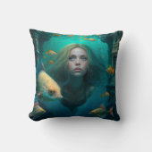 Zeemeermin zwemt met een schattige kussen van vis (Voorkant)