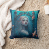 Zeemeermin zwemt met een schattige kussen van vis (Deken)