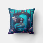 Zeemeermin zwemt met een schattige kussen van vis (Achterkant)