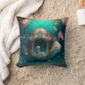 Zeemeermin zwemt met een schattige kussen van vis (Deken)