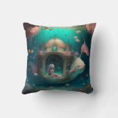 Zeemeermin zwemt met een schattige kussen van vis (Achterkant)