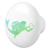 Zeemeermin zwemt met haak hart keramische knop (Rechts)