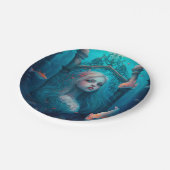 Zeemeermin zwemt met klokkenpapier van vis papieren bordje (Gekanteld)