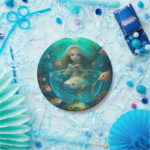 Zeemeermin zwemt met klokkenpapier van vis papieren bordje (Feest)