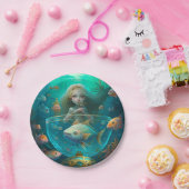 Zeemeermin zwemt met klokkenpapier van vis papieren bordje (Feest)