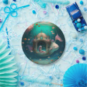 Zeemeermin zwemt met klokkenpapier van vis papieren bordje (Feest)