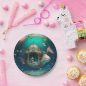 Zeemeermin zwemt met klokkenpapier van vis papieren bordje (Feest)