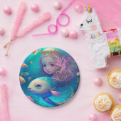 Zeemeermin zwemt met klokkenpapier van vis papieren bordje (Feest)