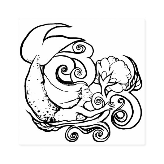 Zeemeerminbloem Rubberstempel (Afrduk)