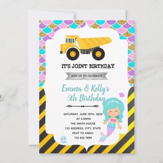 Zeemeerminconstructie gezamenlijke partij Uitnodig Kaart (Voorkant)