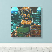 ZEEMEERMINDADELHOND CANVAS AFDRUK (Insitu (Houten vloer))