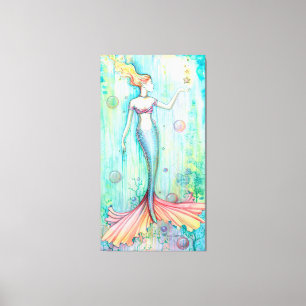 Zeemeerminfantasie 'Bubbles' door Molly Harrison Canvas Afdruk
